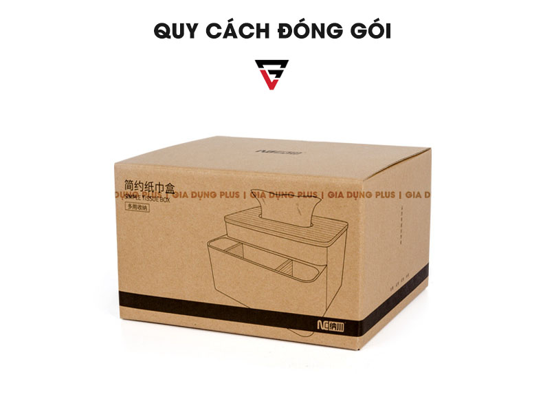 Quy cách đóng gói của hộp đựng giấy đa năng đặt bàn nắp gỗ Nacchan