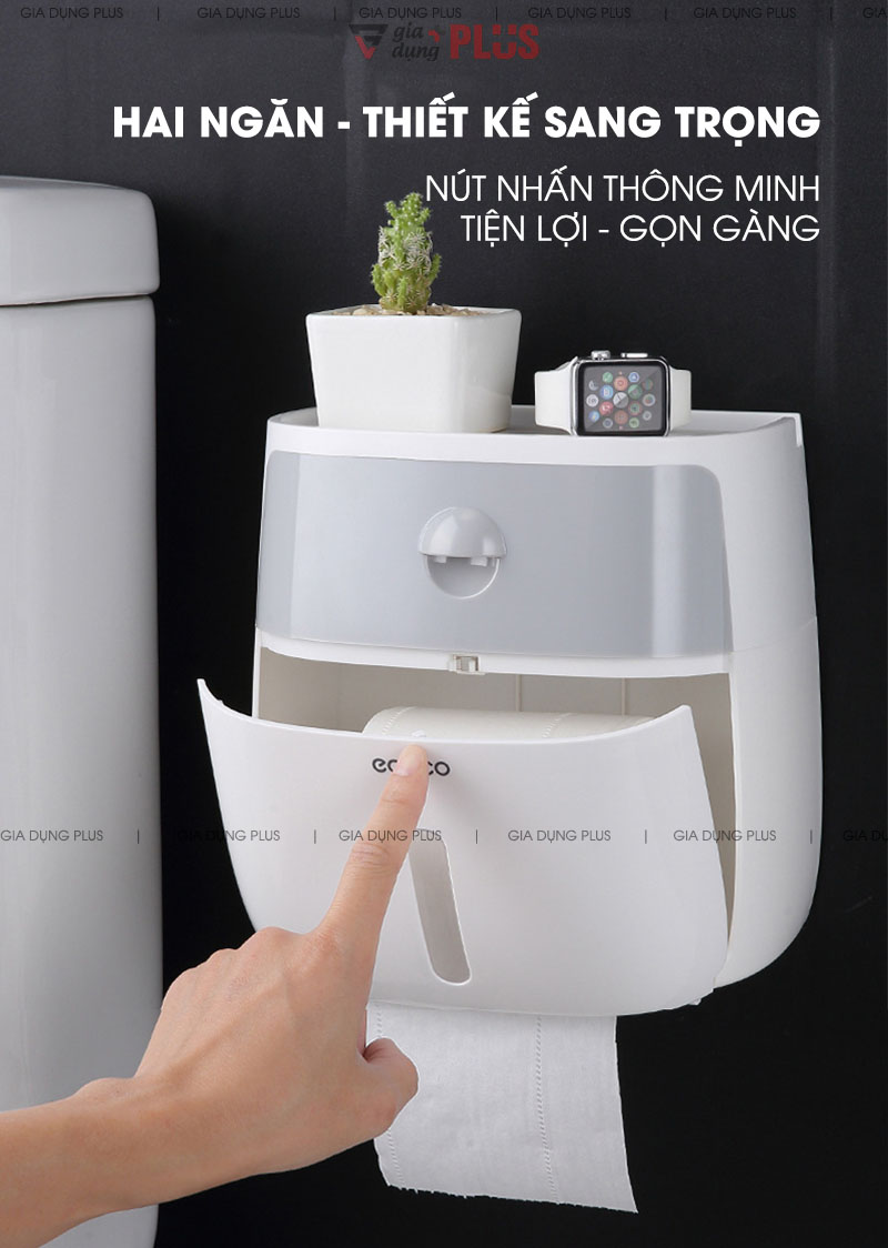 Hộp Đựng Giấy Vệ Sinh Dán Tường Hai Ngăn Ecoco | Gia Dụng Plus