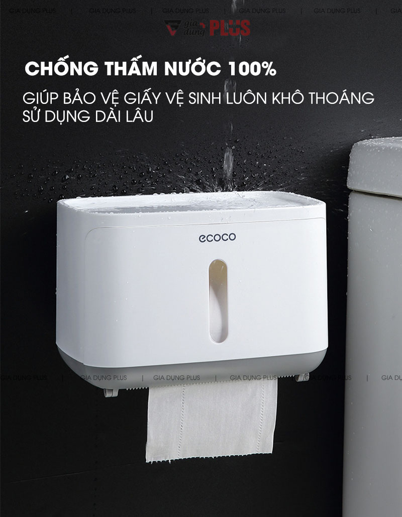 Hộp giấy chống thấm nước, giúp bảo vệ giấy vệ sinh luôn khô thoáng trong mọi điều kiện phòng tắm, giúp sử dụng giấy dài lâu và tiết kiệm hơn