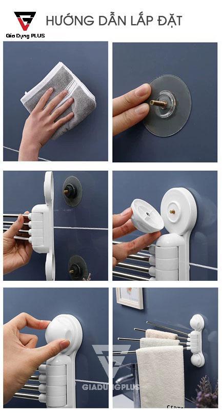 giá treo khăn 4 thanh xoay 180 độ của ShuangQing | Hướng dẫn lắp đặt