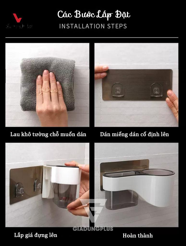 Giá Để Máy Sấy Tóc Dán Tường ShuangQuing (Một Ngăn) | Cách lắp đặt