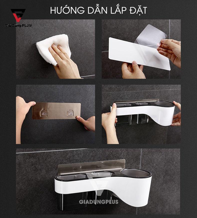 Kệ đựng máy sấy tóc dán tường 2 ngăn ShuangQuing | Hướng dẫn lắp đặt đơn giản 4 bước