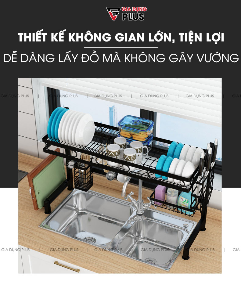 Tối ưu không gian, không gây vướng víu khi sử dụng  | Kệ đựng chén đĩa để trên bồn rửa chén đa năng cao cấp Nanjie