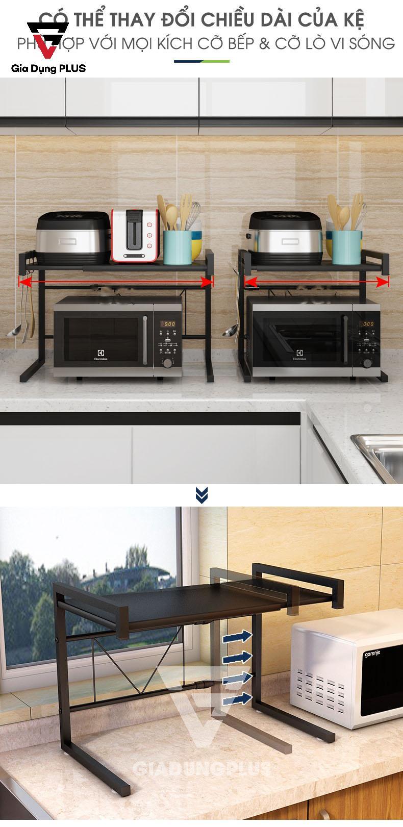 Kệ Để Lò Vi Sóng Hai Tầng INOX Thông Minh Tiggang | Có thể thay đổi kích thước từ 36cm tới 57cm