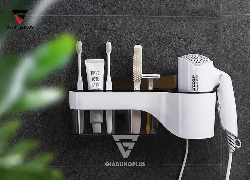 Kệ Để Máy Sấy Tóc Dán Tường (Hai Ngăn Đựng Đồ) Tiện Ích - ShuangQuing 