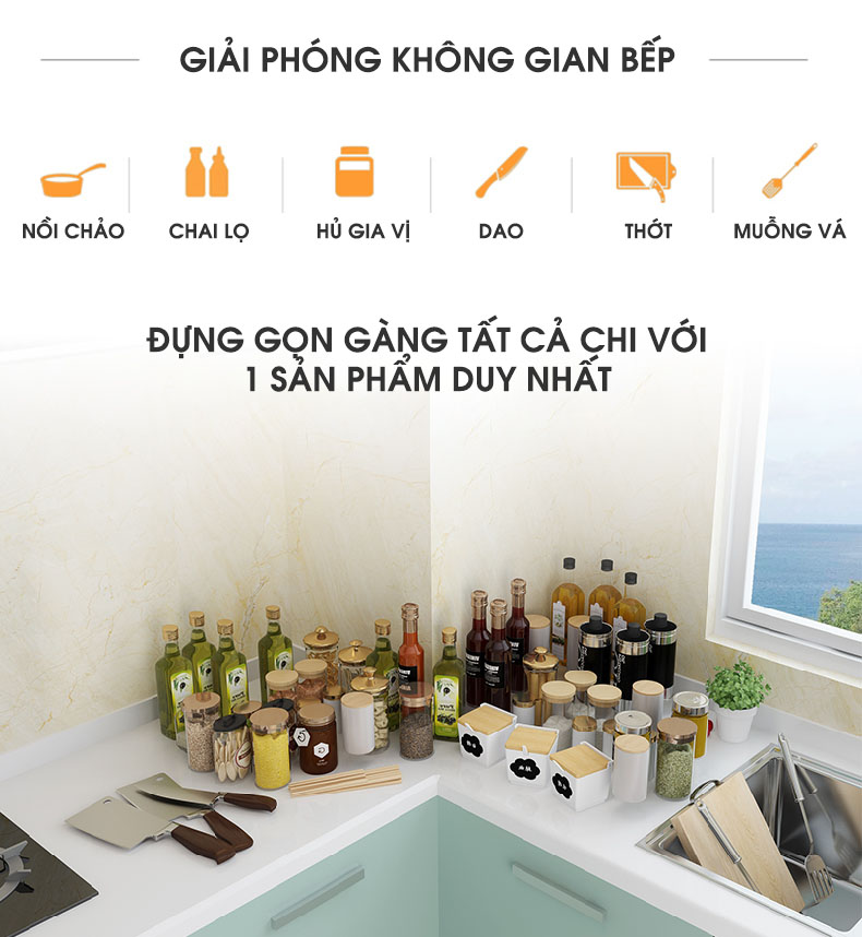 Kệ đựng gia vị, chai lọ đặt bằng inox, sơn tĩnh điện Tiggang | Giúp giải phóng không gian mặt bếp, tiết kiệm không gian