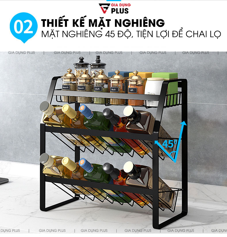 Cách tính năng vượt trội và lý do nên sở hữu sản phẩm  | Kệ gia vị, chai lọ mặt nghiêng thép carbon sơn tĩnh điện 5 lớp Nanjie