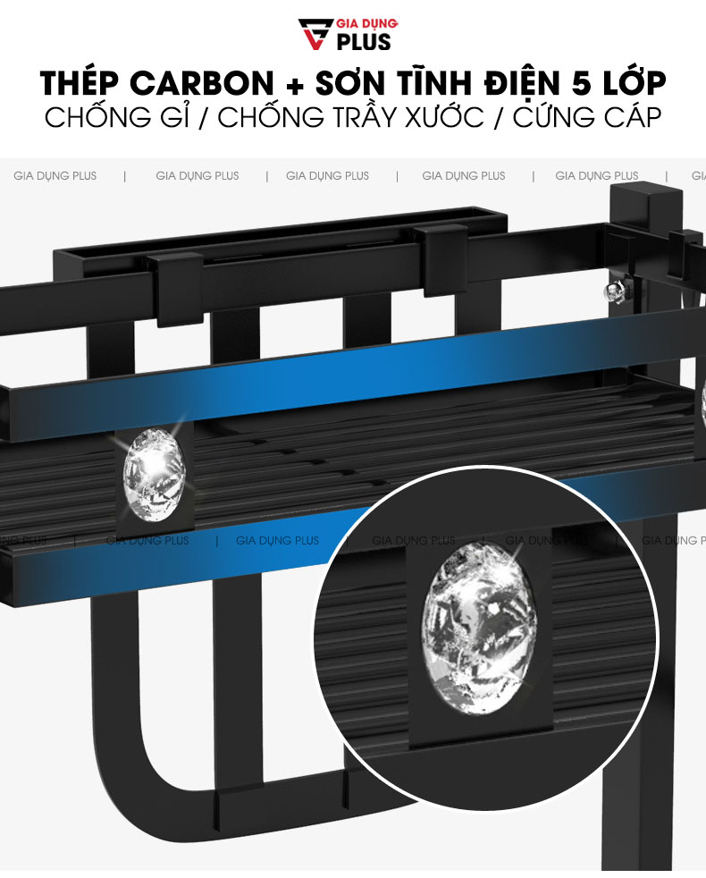 Được làm bằng thép carbon, sơn tĩnh điện 5 lớp cao cấp chống gỉ & trầy xước |  | Kệ gia vị đa năng đặt bàn thép sơn 5 lớp Nanjie