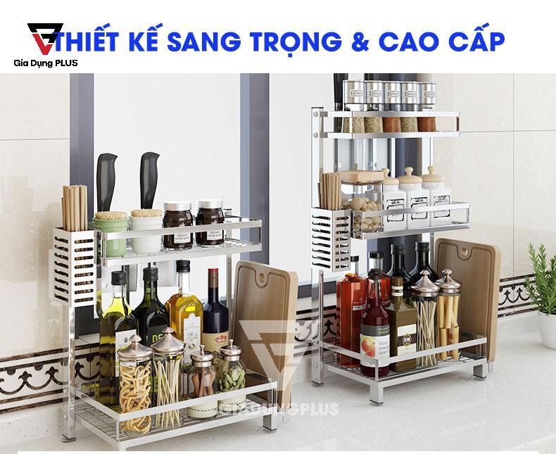 Thiết kế sang trọng sẽ giúp nhà bếp hiện đại hơn trông thấy | Kệ đựng gia vị đặt bàn bằng inox 304 tiggang