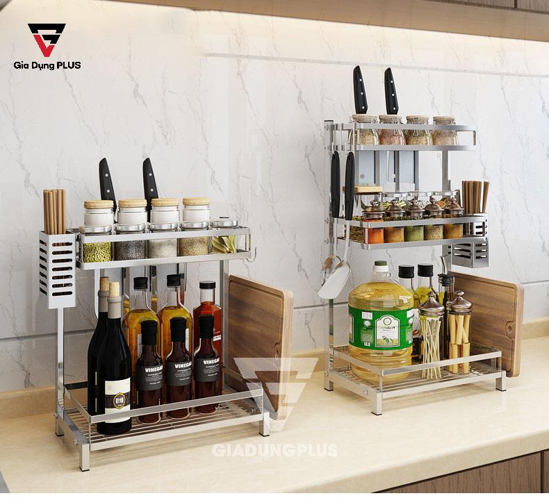 Có thể sử dụng từ 2 kệ giúp bếp nhà bạn trở nên gọn gàng hơn | Kệ đựng gia vị đặt bàn bằng inox 304 tiggang
