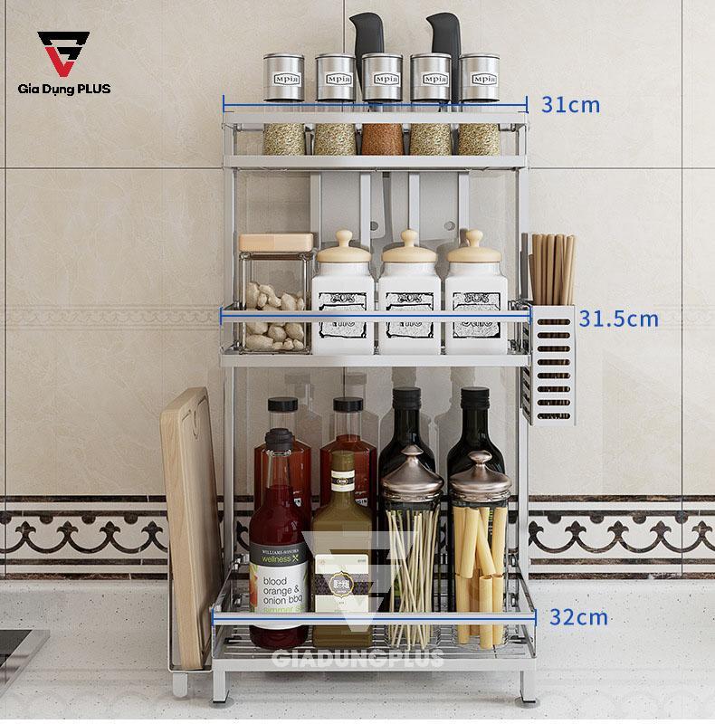 Các kích thước tiêu chuẩn cho không gian đựng đồ lớn, đa năng | Kệ đựng gia vị đặt bàn bằng inox 304 tiggang