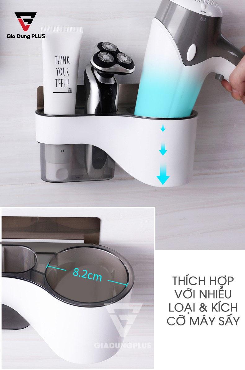 Giá Để Máy Sấy Tóc Dán Tường ShuangQuing | thích hợp với nhiều kiểu dáng và kích thước máy sấy tóc