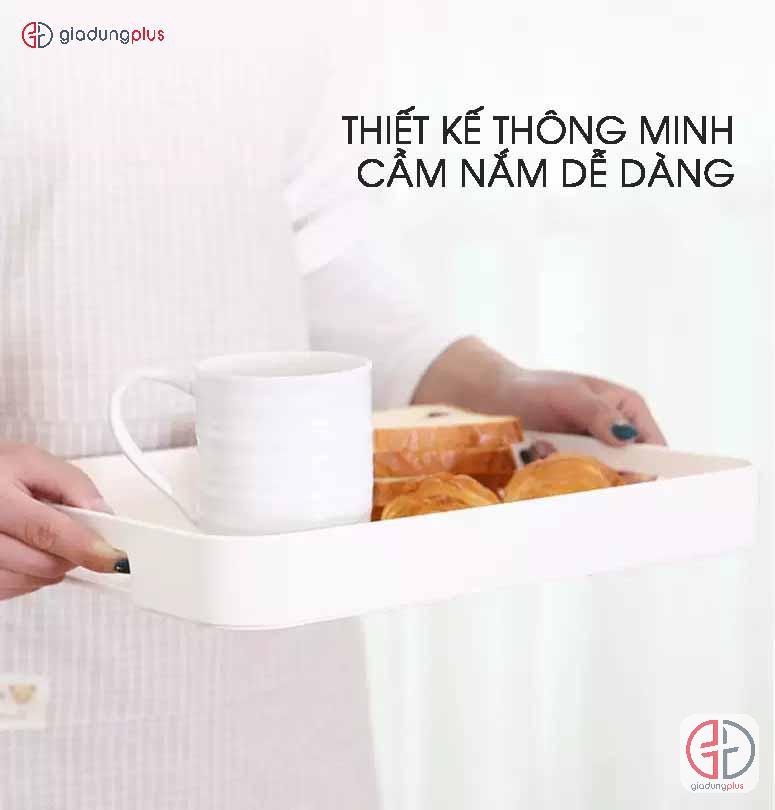 Khay đựng đồ đa năng có tay cầm tiện lợi, dễ cầm nắm