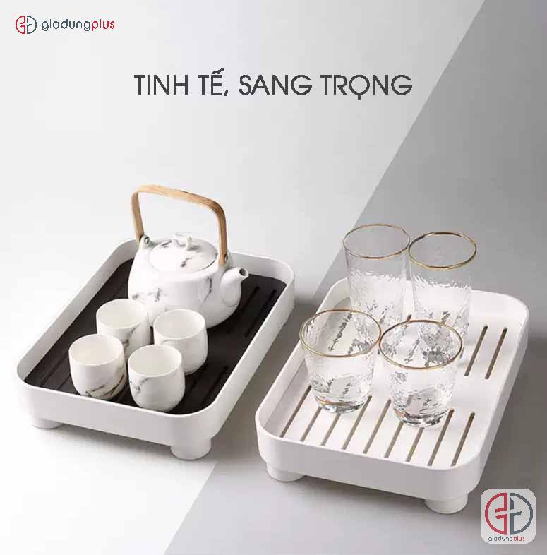 Khay trà nhựa của JIANXIA có thiết kế đơn giản nhưng tinh tế, sang trọng
