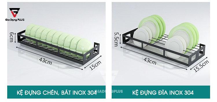 Kệ Đựng Chén Bát Dán Tường (INOX 304 + Sơn Tĩnh Điện) Cao Cấp Cho Phòng Bếp | Kích thước của kệ chén