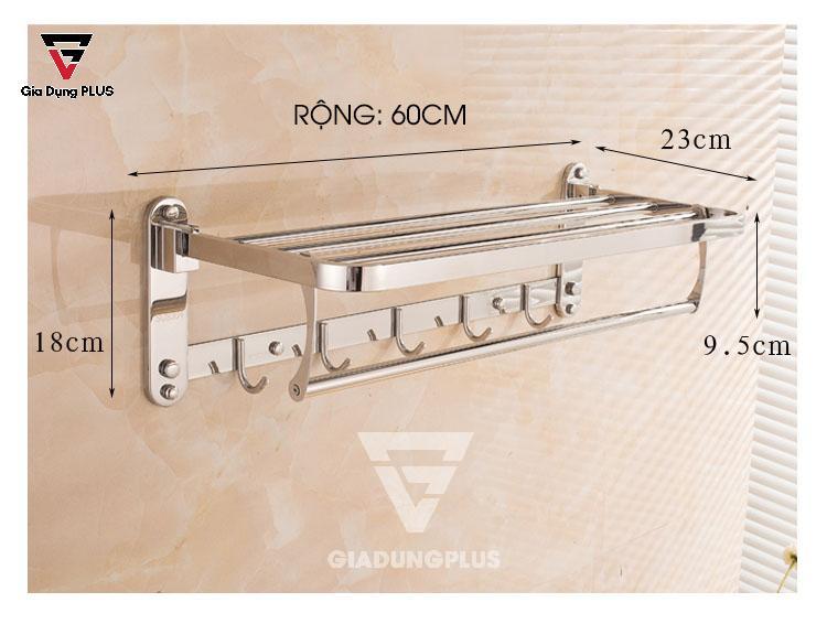 Kệ giá để khăn INOX 304 dán tường gấp gọn 90 độ thông minh Moyang | Kích thước sản phẩm