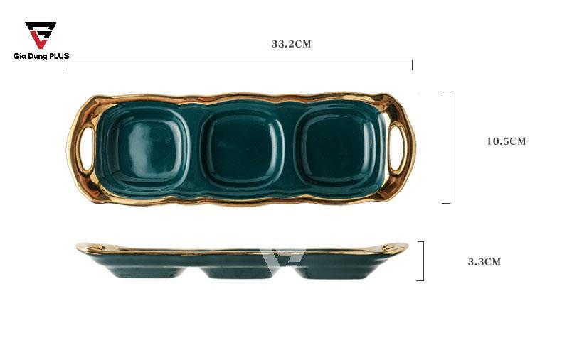 Bộ Ba Hũ Gia Vị Sứ Đặt Bàn Cao Cấp - Màu Xanh Ngọc Phỉ Thuý - Gốm Sứ Thủ Công của Baike | Kích thước của khay đựng