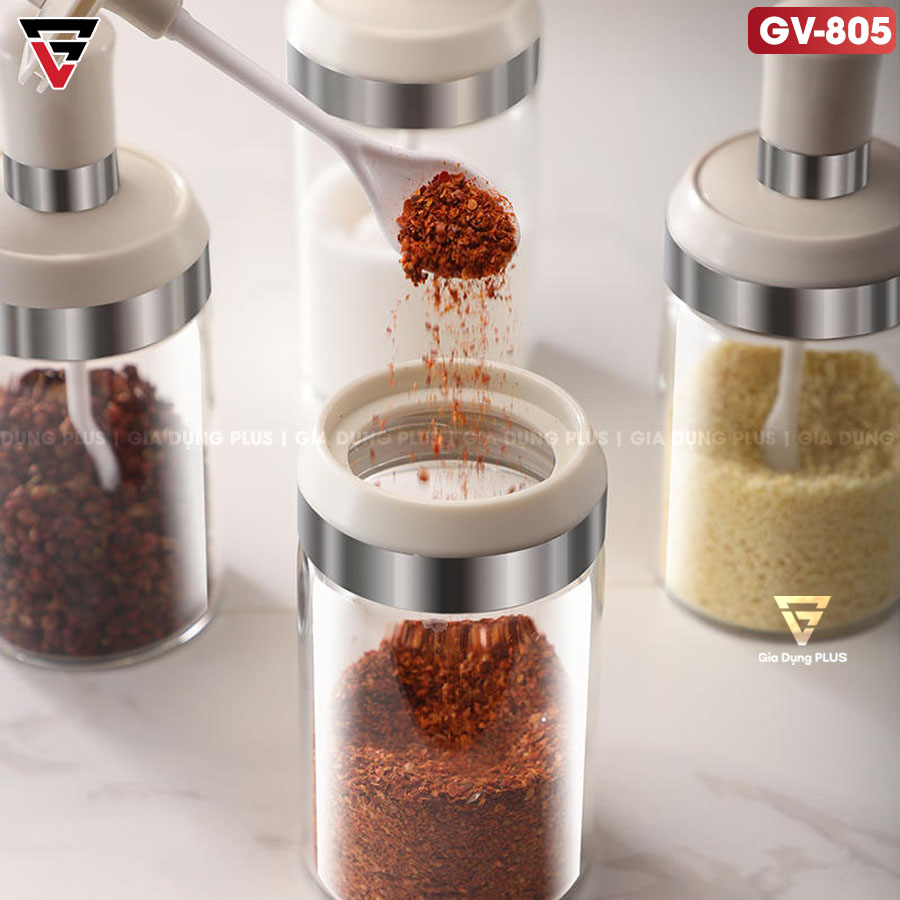 Lọ Đựng Gia Vị Muỗng Liền Nắp Màu Trắng Cao Cấp Zibo Sử Dụng Tiện Lợi
