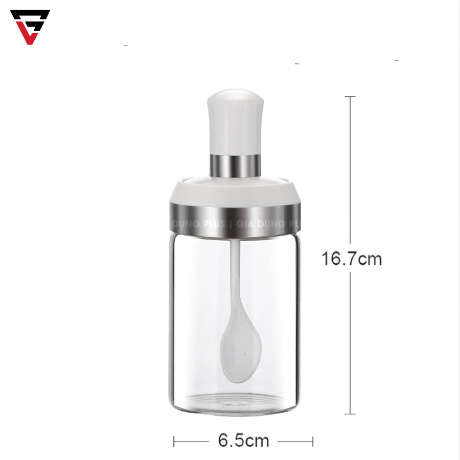 Kích thước của Lọ Đựng Gia Vị Muỗng Liền Nắp Màu Trắng Cao Cấp Zibo