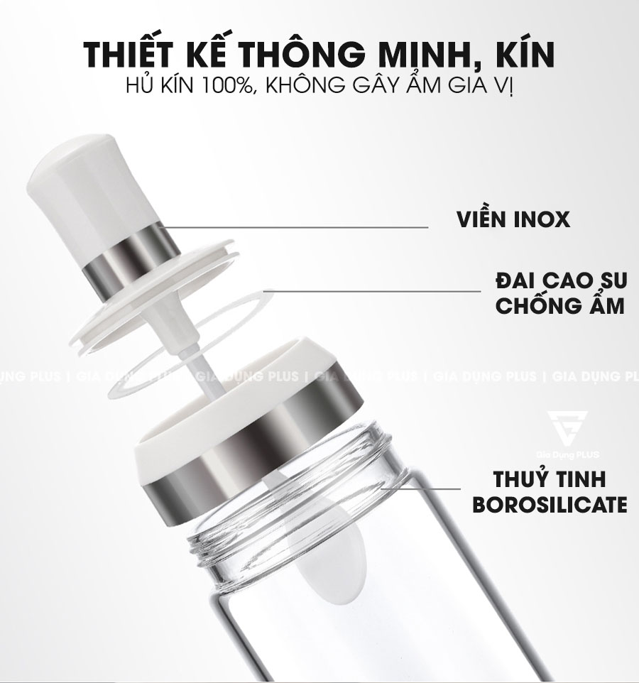 Thiết kế thông minh và kín của Lọ Đựng Gia Vị Muỗng Liền Nắp Màu Trắng Cao Cấp Zibo