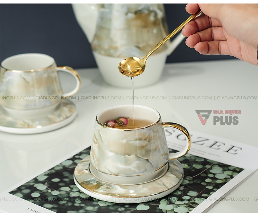 Bộ ấm trà màu cẩm thạch cao cấp | Hãy giúp không gian nhà bạn sáng bừng và thạnh lịch hơn với bộ ấm trà này ngay, còn chần chờ gì nữa?