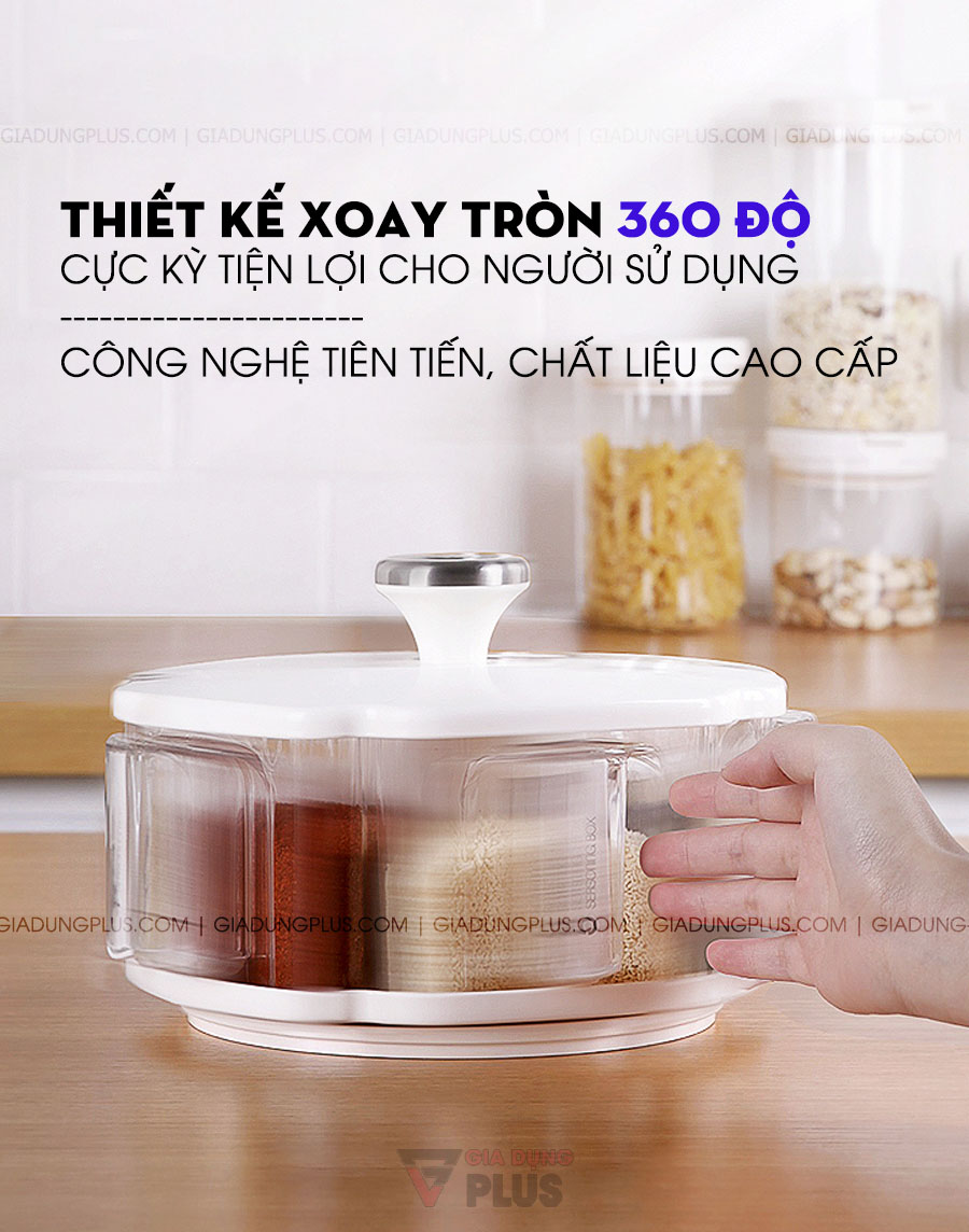 Bộ hộp đựng gia vị xoay 360 độ thông minh Jianxia | Có thể xoay 360 độ nhẹ nhàng và thoải mái với công nghệ tiên tiến 
