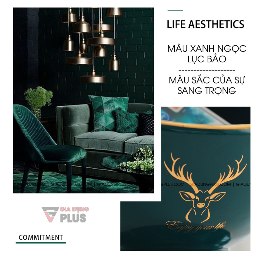 Cốc sứ đặt bàn để đựng đồ đa năng, màu xanh ngọc lục bảo | Màu xanh ngọc lục bảo là màu sắc của sự tinh tế và sang trọng, cực kỳ bắt mắt