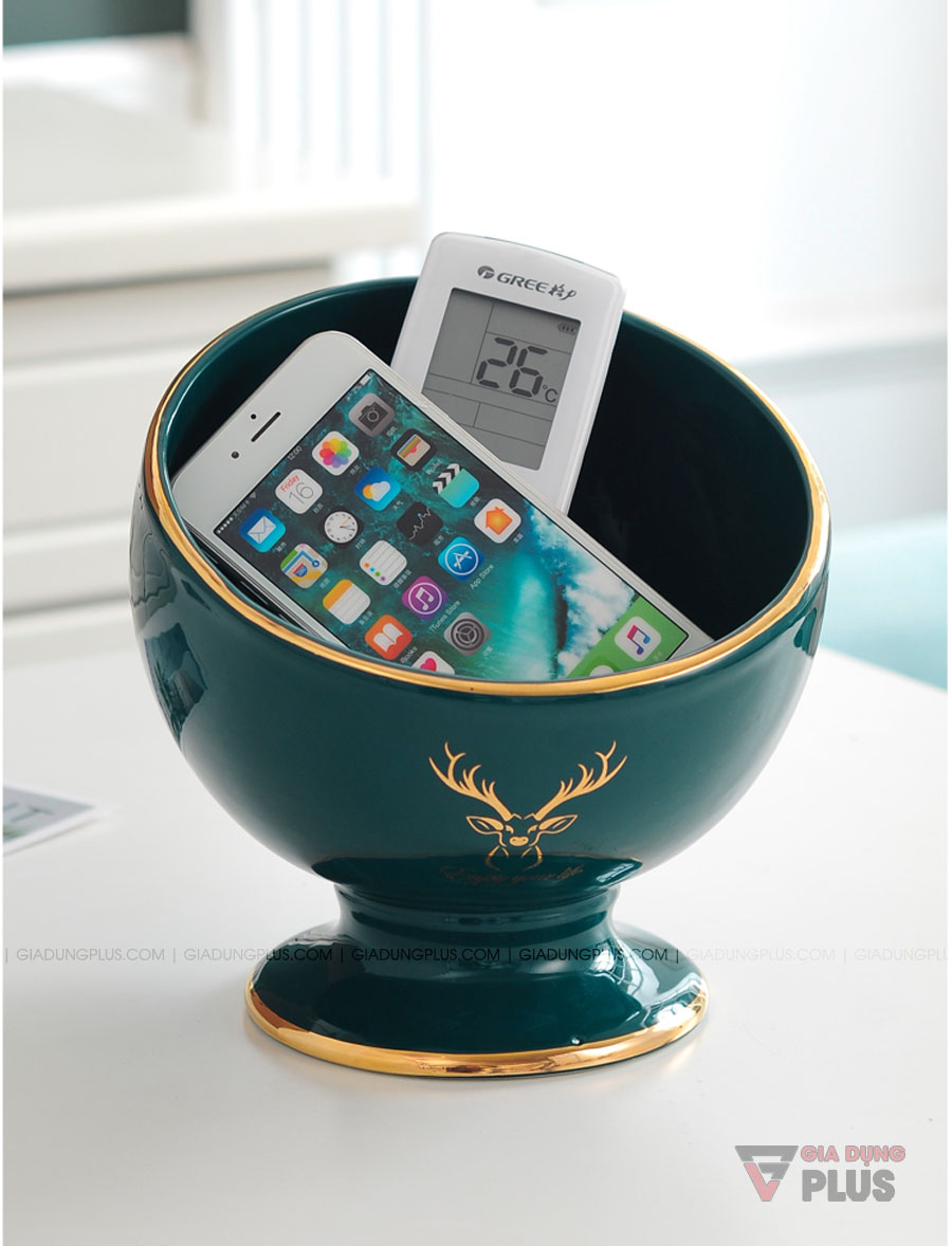 Cốc sứ đặt bàn để đựng đồ đa năng, màu xanh ngọc lục bảo | Đựng chìa khoá và điều khiển từ xa, điện thoại cũng rất hữu ích