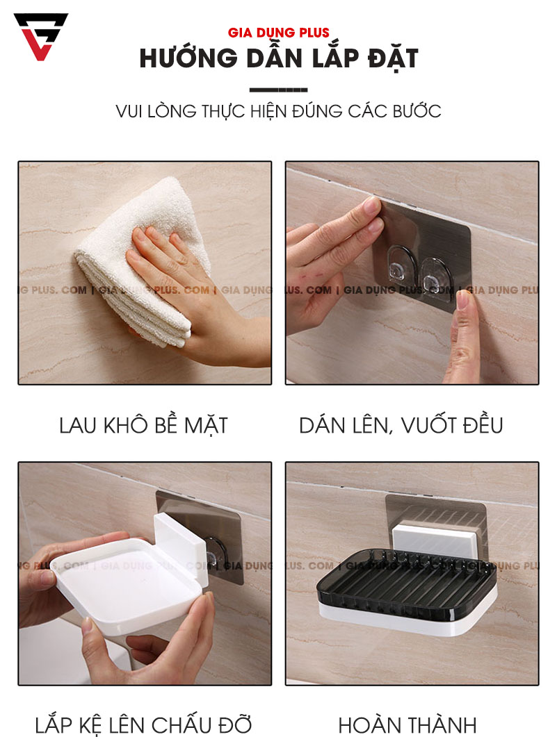 Hướng dẫn cách lắp đặt bằng dán tường cho sản phẩm giá đựng xà bông, xà phòng dán tường ShuangQuing