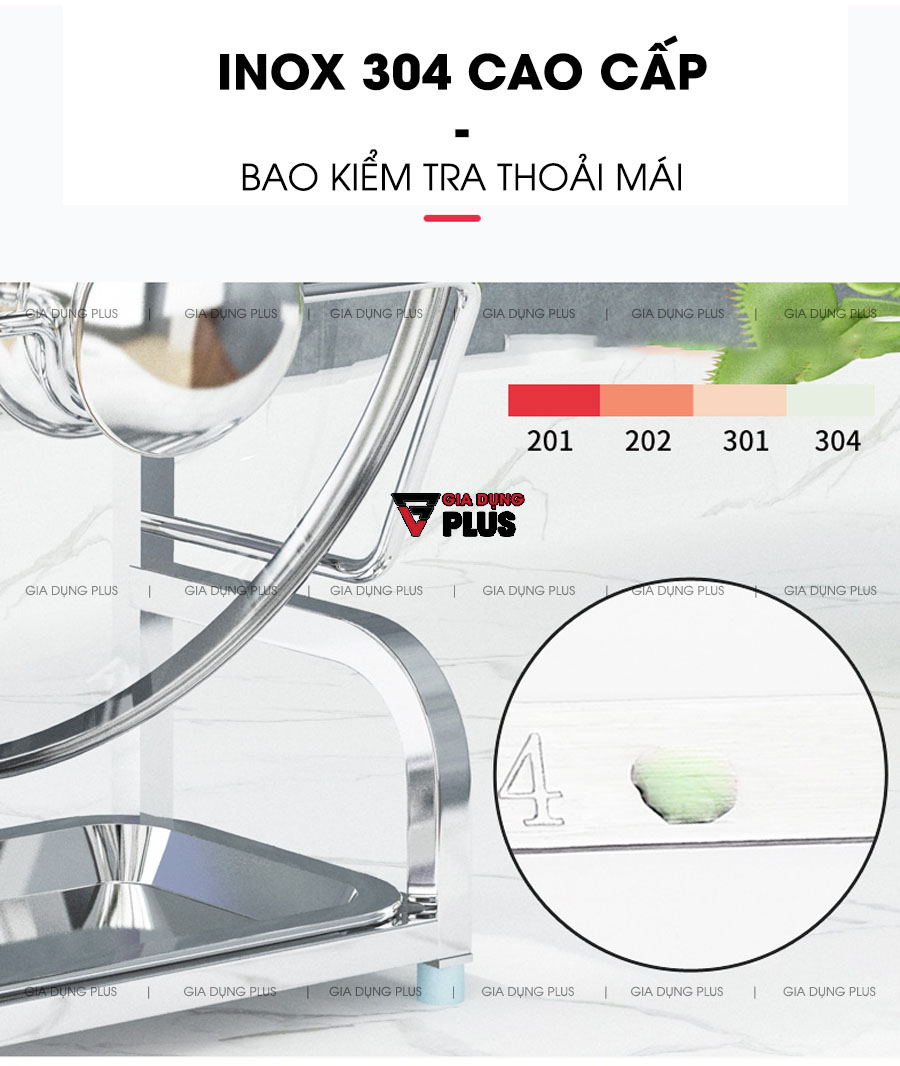 Được làm từ inox 304 cao cấp, bao kiểm tra thoải mái  | Giá úp vung nồi, thớt đa năng inox 304 Nanjie