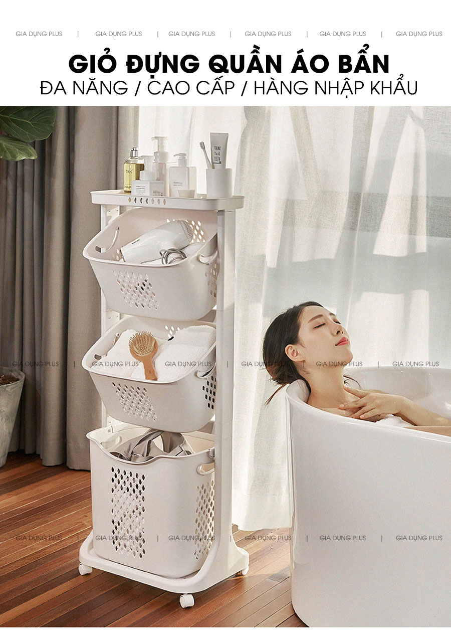 Giỏ Đựng Quần Áo Bẩn Xuất Nhật Đa Năng (2 Tầng & 3 Tầng) Cho Phòng Tắm Gọn Gàng & Sạch Sẽ | Hàng Nhập Khẩu Chính Hãng Nanhe
