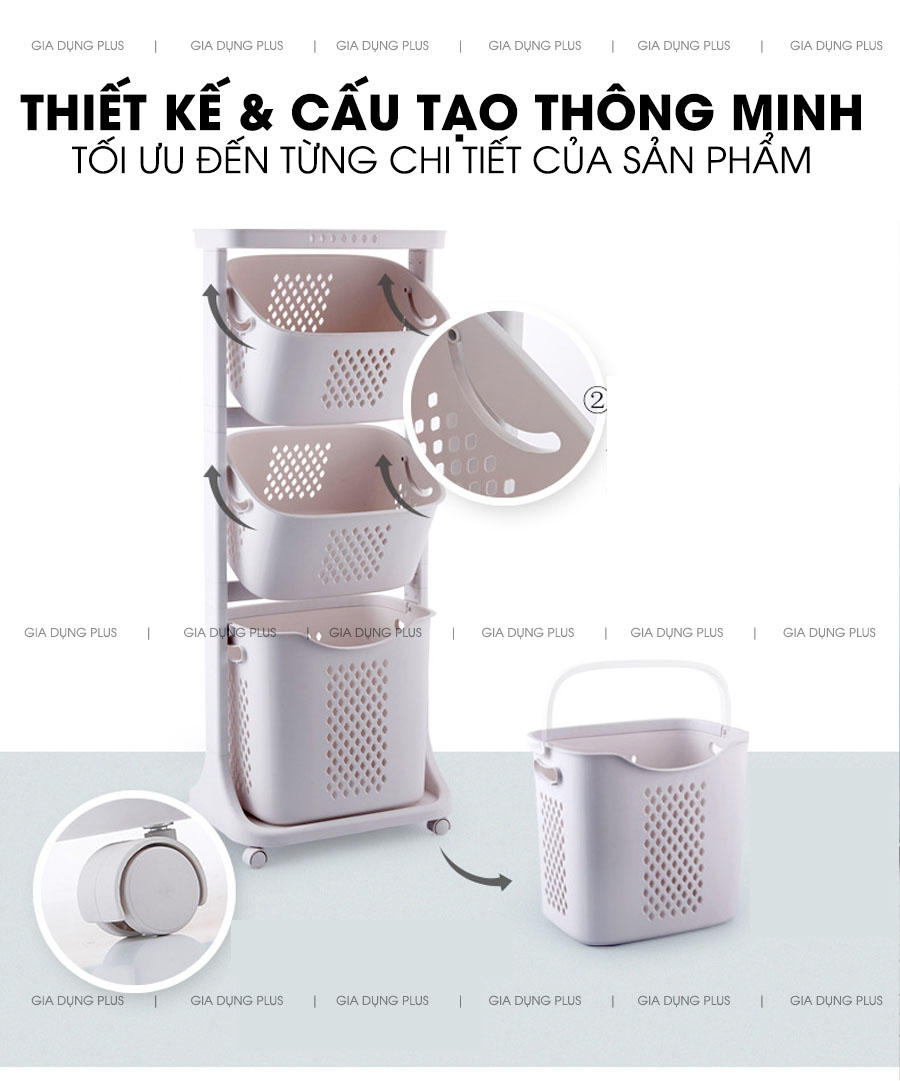 Thiết kế tối ưu và thông minh mọi chi tiết dù là nhỏ nhất để mang lại trải nghiệm tốt nhất cho người sử dụng  | Giỏ đựng quần áo bẩn đa năng cho phòng tắm Nanhe cao cấp