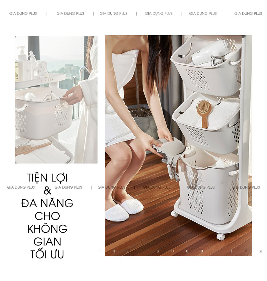 Tiện lợi và đa năng, giúp tiết kiệm và tối ưu không gian nhà bạn  | Giỏ đựng quần áo bẩn đa năng cho phòng tắm Nanhe cao cấp