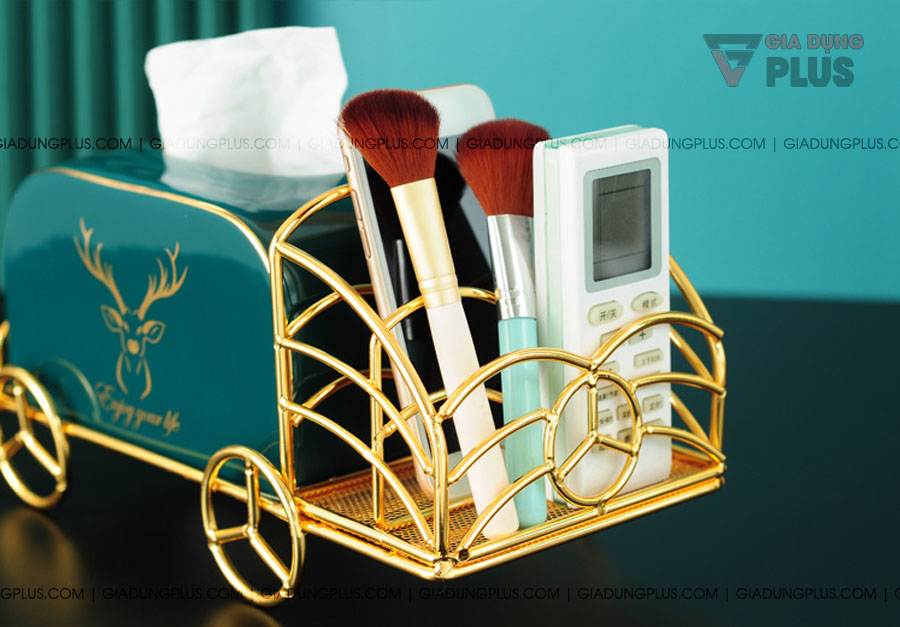 Hộp đựng giấy sứ xanh ngọc lục bảo, kèm kệ mạ vàng | Đồ sứ đẹp sẽ tạo cảm giác cổ điển & ấm cúng cho ngôi nhà, giúp nâng cao giá trị tinh thần