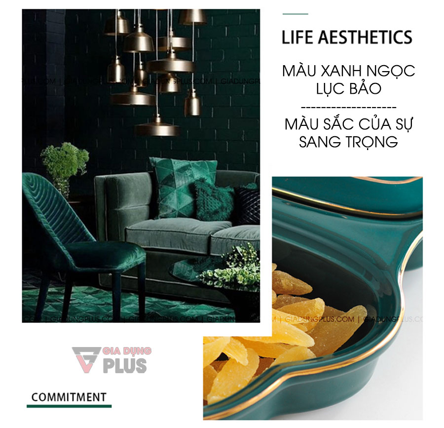 Hộp đựng kẹo mứt sứ bông hoa, màu xanh ngọc lục bảo sang trọng | Màu xanh ngọc lục bảo là màu sắc của sự sang trọng, được nhiều khách hàng yêu thích 