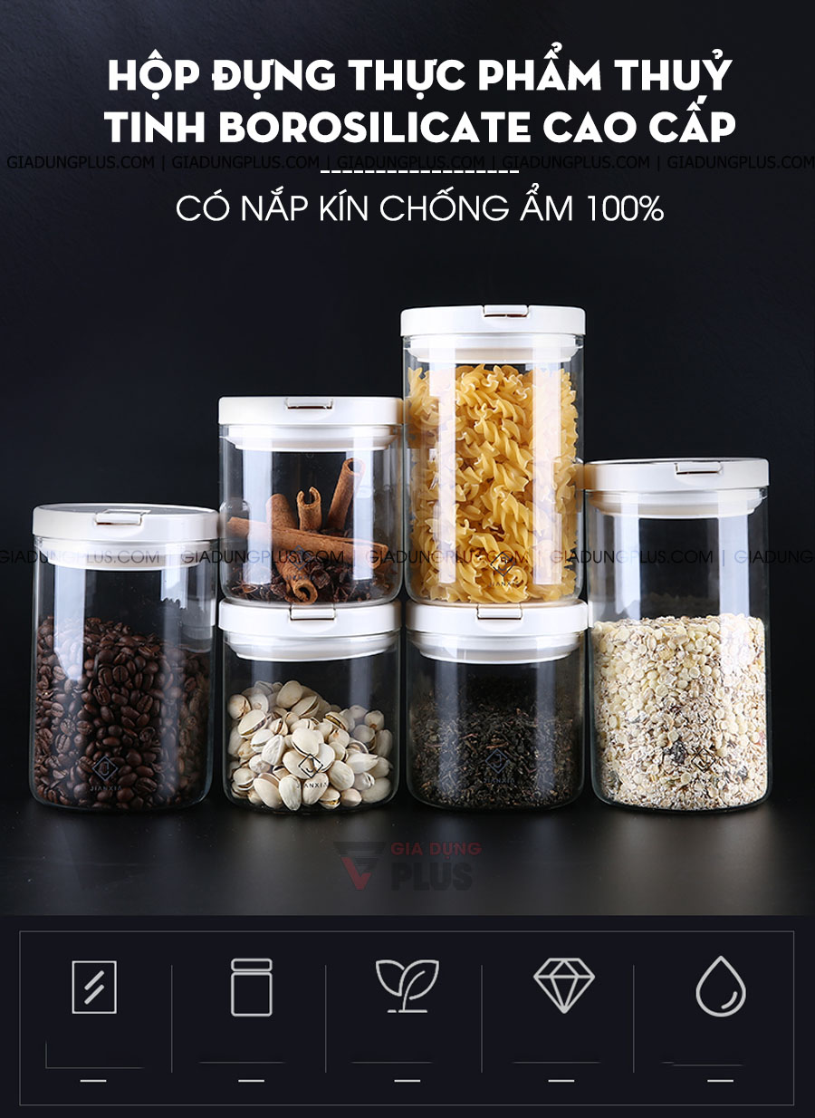 Hộp thuỷ tinh borosilicate đựng thực phẩm đa năng có nắp kín Jianxia | Thiết kế cao cấp từ những chất liệu cao cấp nhất
