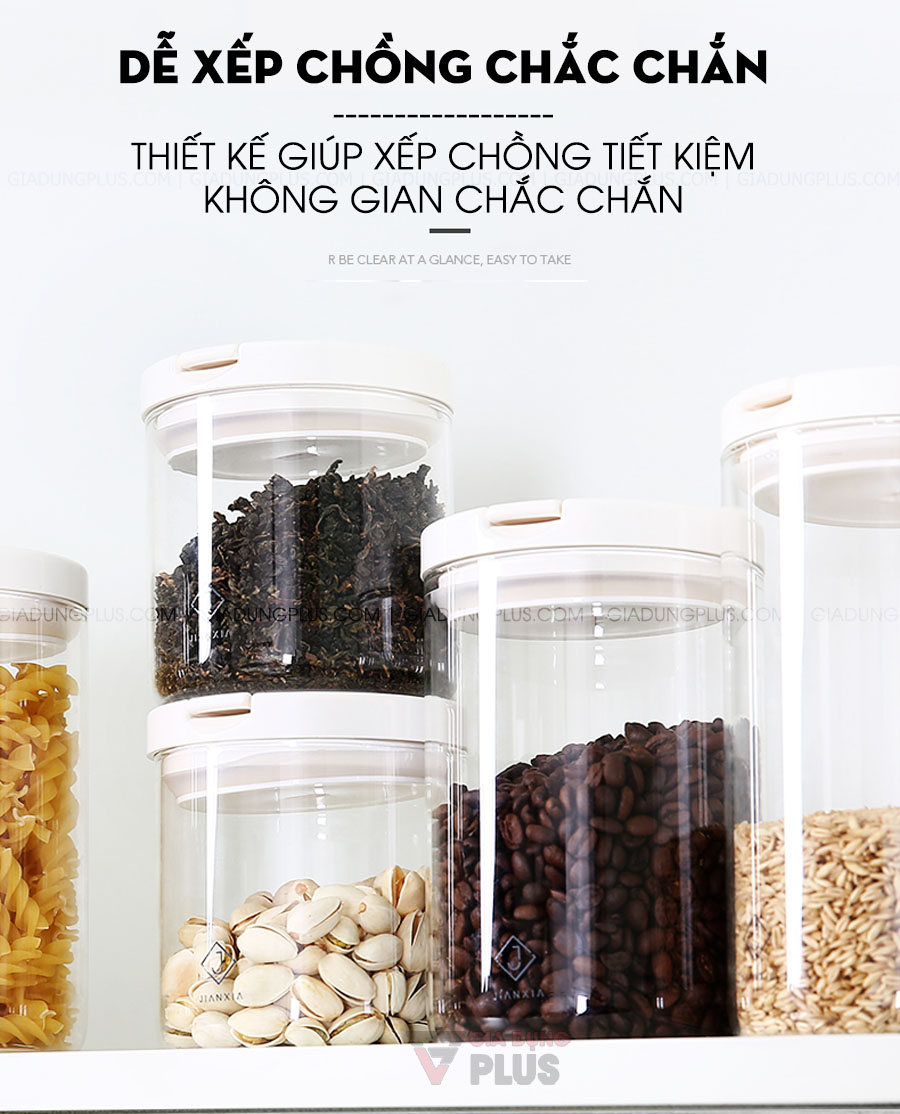 Hộp thuỷ tinh borosilicate đựng thực phẩm đa năng có nắp kín Jianxia | Thiết kế thông minh giúp xếp chồng tiết kiệm không gian rất chắc chắn