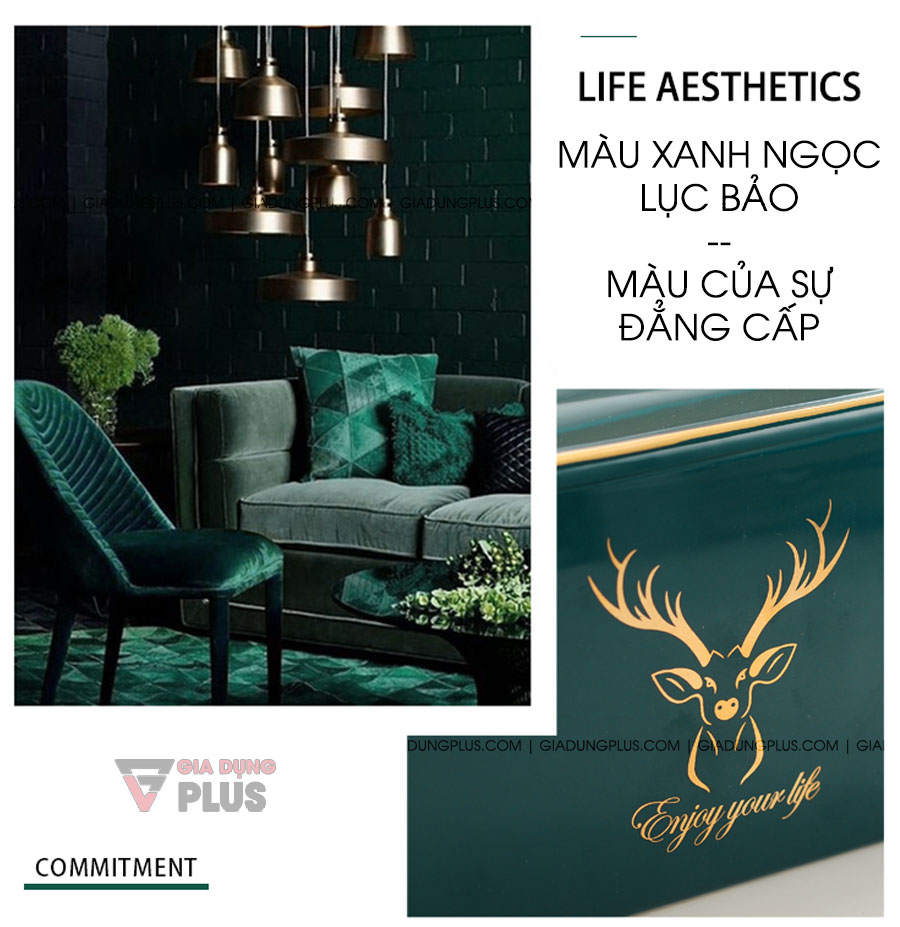 Hộp đựng giấy đặt bàn sứ xanh ngọc phong cách Bắc Âu | Màu xanh ngọc lục bảo là màu sắc tinh tế & bắt mắt, giúp không gian trở nên ấm cúng hơn