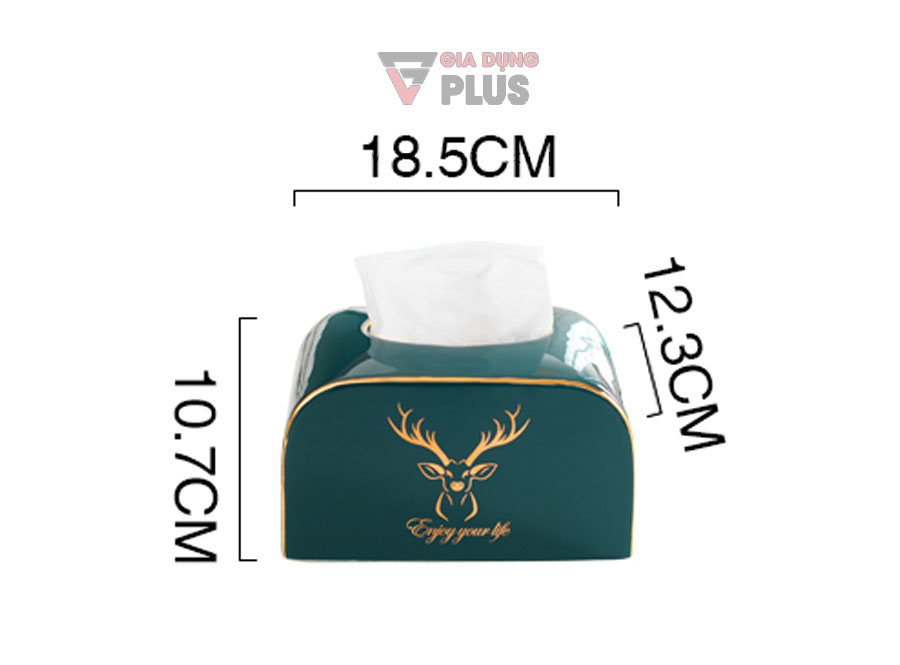 Hộp đựng giấy đặt bàn sứ xanh ngọc phong cách Bắc Âu | Kích thước sản phẩm