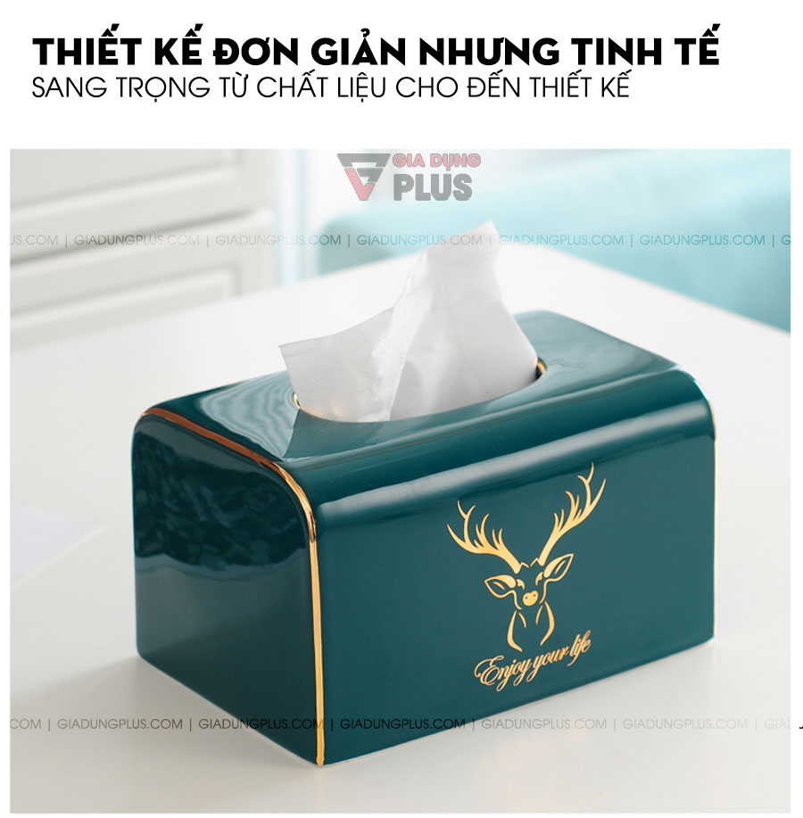 Hộp đựng giấy đặt bàn sứ xanh ngọc phong cách Bắc Âu | Sang trọng và tỉ mỉ trong thiết kế và các chi tiết dù là nhỏ nhất của sản phẩm