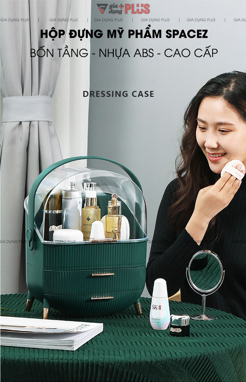 Hộp Đựng Mỹ Phẩm & Đồ Trang Điểm 4 Tầng Đa Năng Có Tay Xách & Ngăn Kéo Tiện Lợi SpaceZ