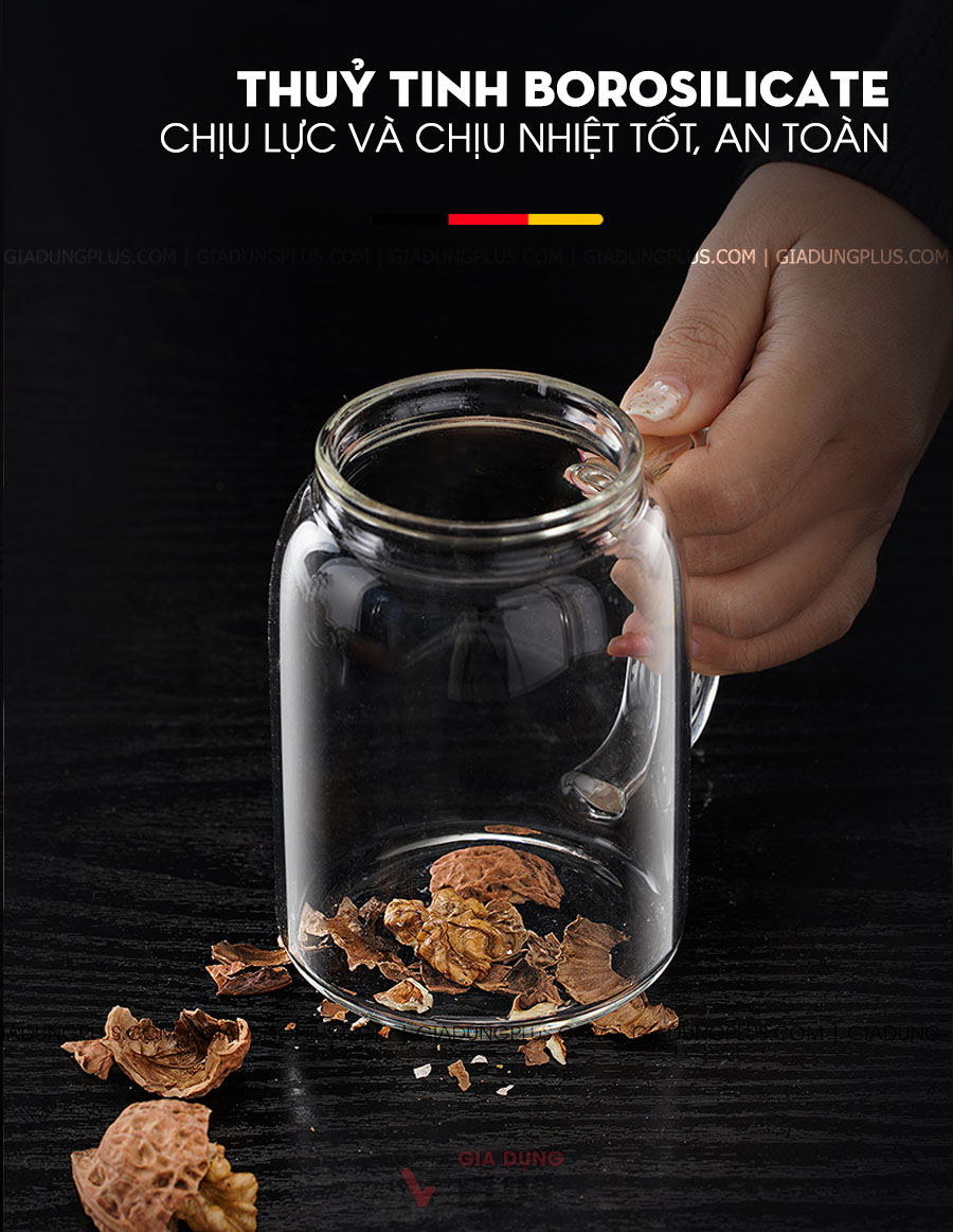 Lọ đựng gia vị thìa liền nắp thông minh có tay cầm Kuake mẫu mới | Được làm từ thuỷ tinh borosilicate cực kỳ chịu lực và chịu nhiệt độ tốt
