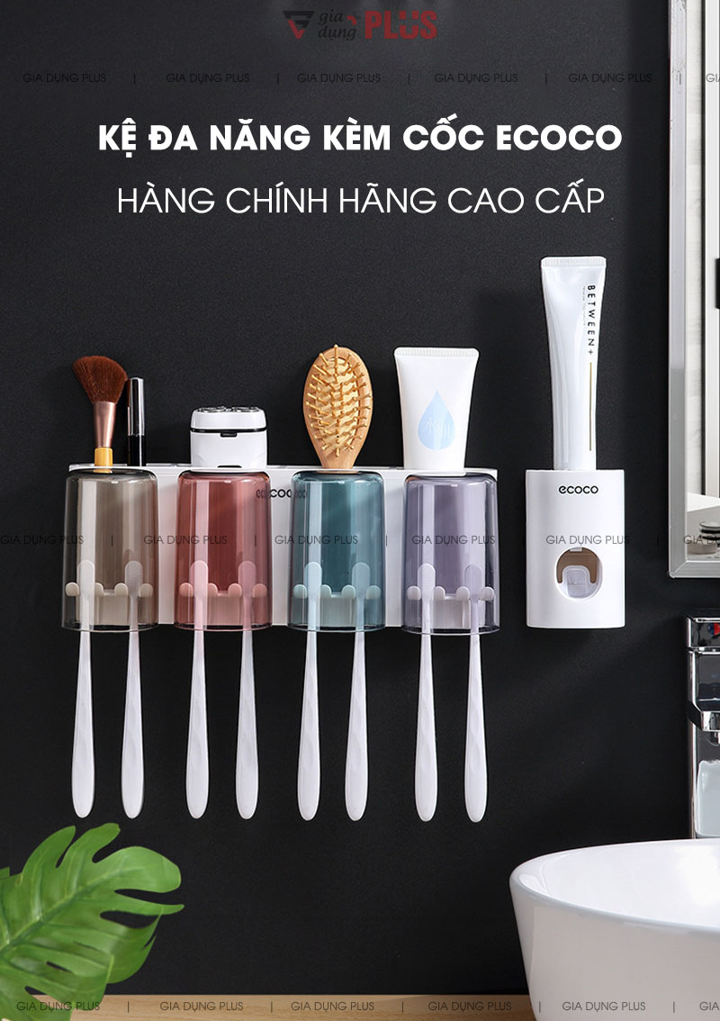 Hộp Đựng Bàn Chải Đánh Răng, Đồ Dùng Vệ Sinh Cá Nhân Dán Tường Kèm Cốc Súc Miệng Trong Suốt Cao Cấp | Ecoco Chính Hãng