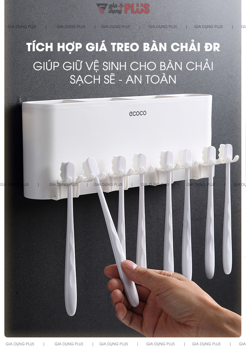 Mỗi cốc gồm 3 chỗ đựng bàn chải đánh răng, giúp giữ bàn chải sạch sẽ hơn | Hộp đựng bàn chải, đồ dùng cá nhân kèm cốc súng miệng trong suốt cao cấp Ecoco