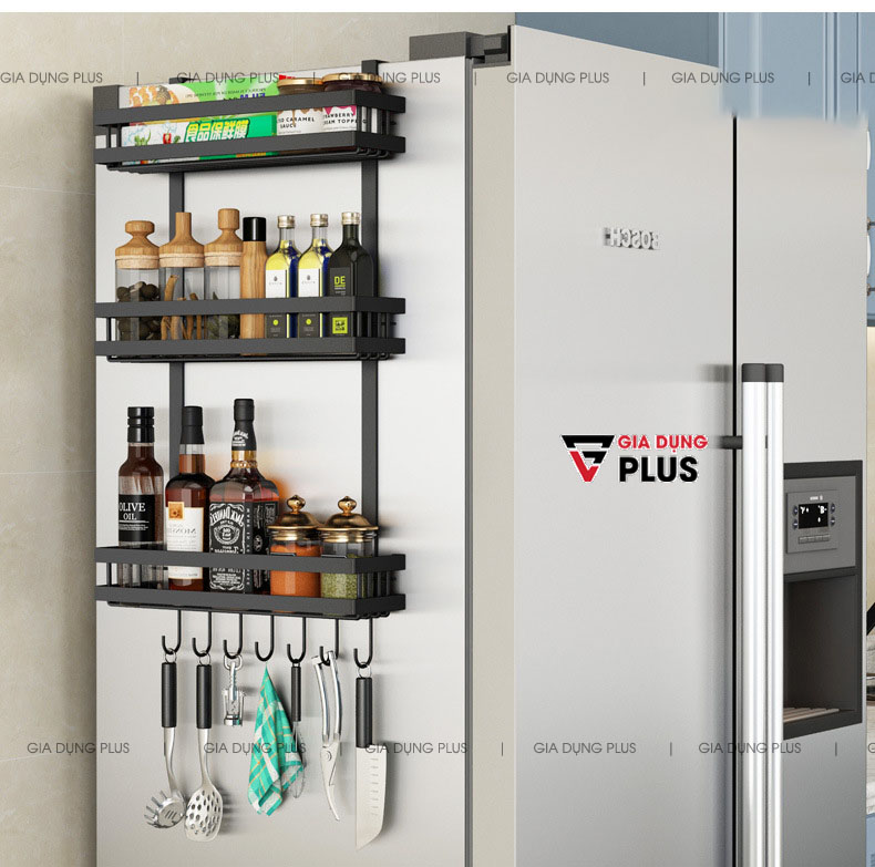 Phiên bản màu đen, sang trọng và sạch sẽ  | Giỏ treo hông tủ lạnh đa năng thép carbon Nanjie
