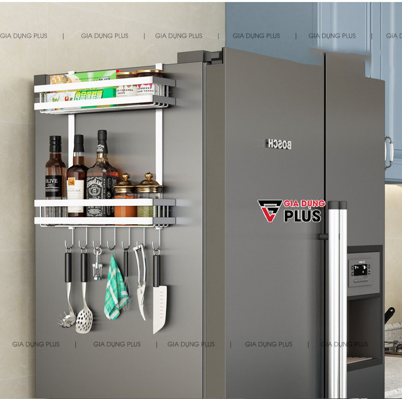 Phiên bản màu bạc, sáng bóng - chống gỉ & trầy xước  | Giỏ treo hông tủ lạnh đa năng thép carbon Nanjie