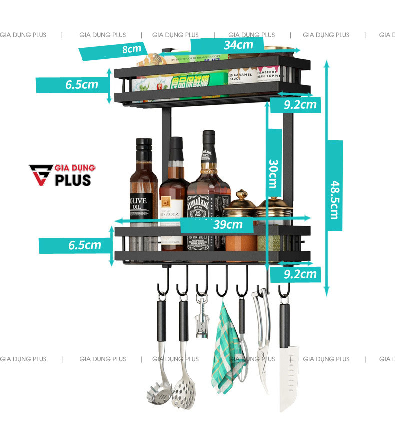 Kích thước của loại 2 tầng  | Giỏ treo hông tủ lạnh đa năng thép carbon Nanjie