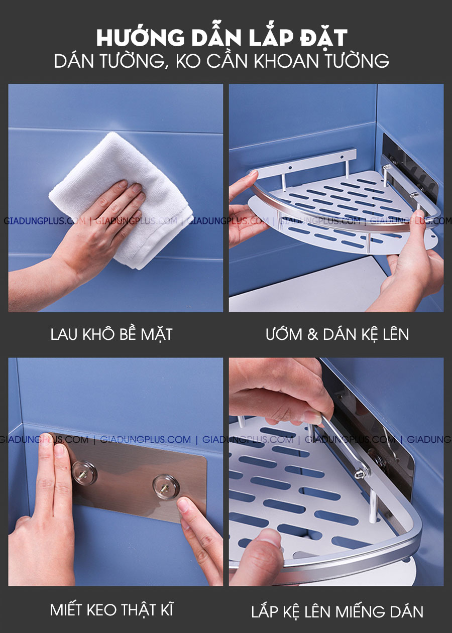 Kệ góc dán tường bằng nhôm không gian ShuangQuing | Hướng dẫn lắp đặt sản phẩm dễ dàng trong 4 bước đơn giản
