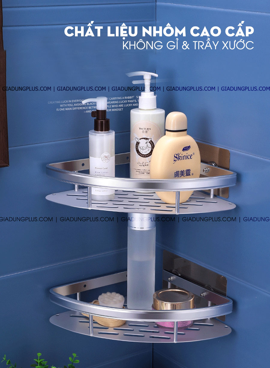 Kệ góc dán tường bằng nhôm không gian ShuangQuing | Chất liệu nhôm không gian cao cấp, dày & nhẹ, chống gỉ tốt