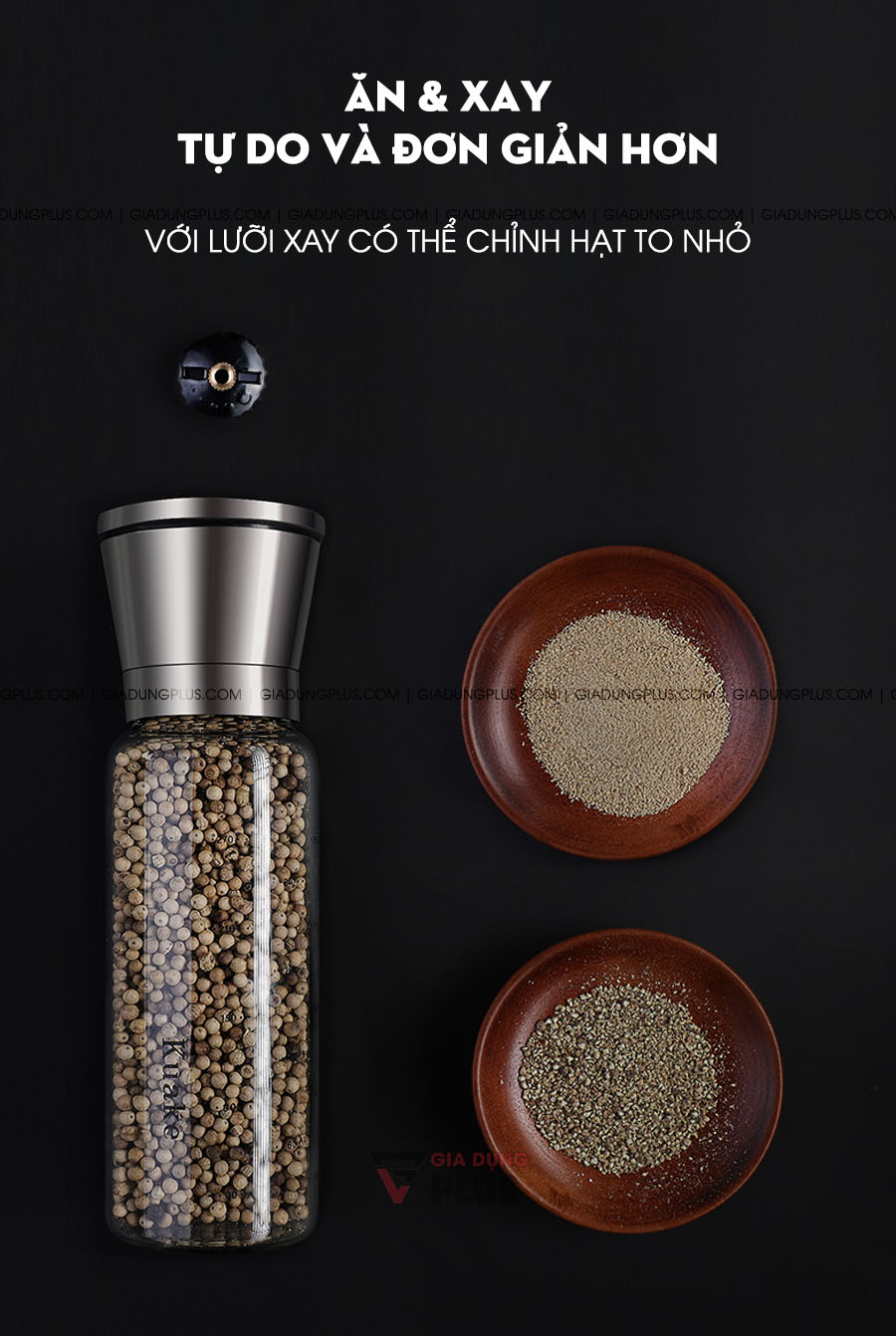  Lọ xay tiêu cầm tay thuỷ tinh cao cấp Kuake | Tự do và nhanh chóng trong việc thưởng thức món ăn với hương vị của hương liệu